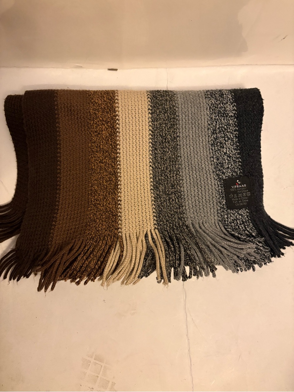 V. FRAAS Black and Gray Knit Scarf